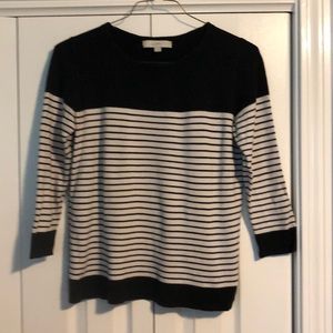 Loft striped sweater, quarter length sleeve